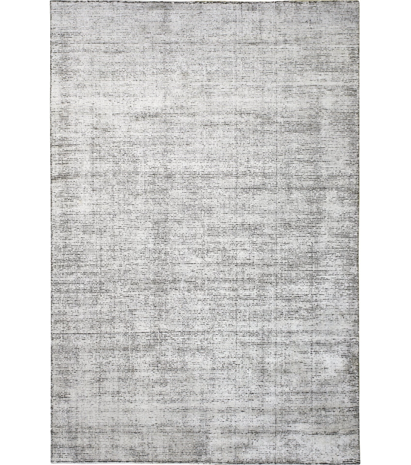 Silver Viscose / Wool Handwoven Luxury Rug | Colour: Black & White | Size: 250 x 350 cm
