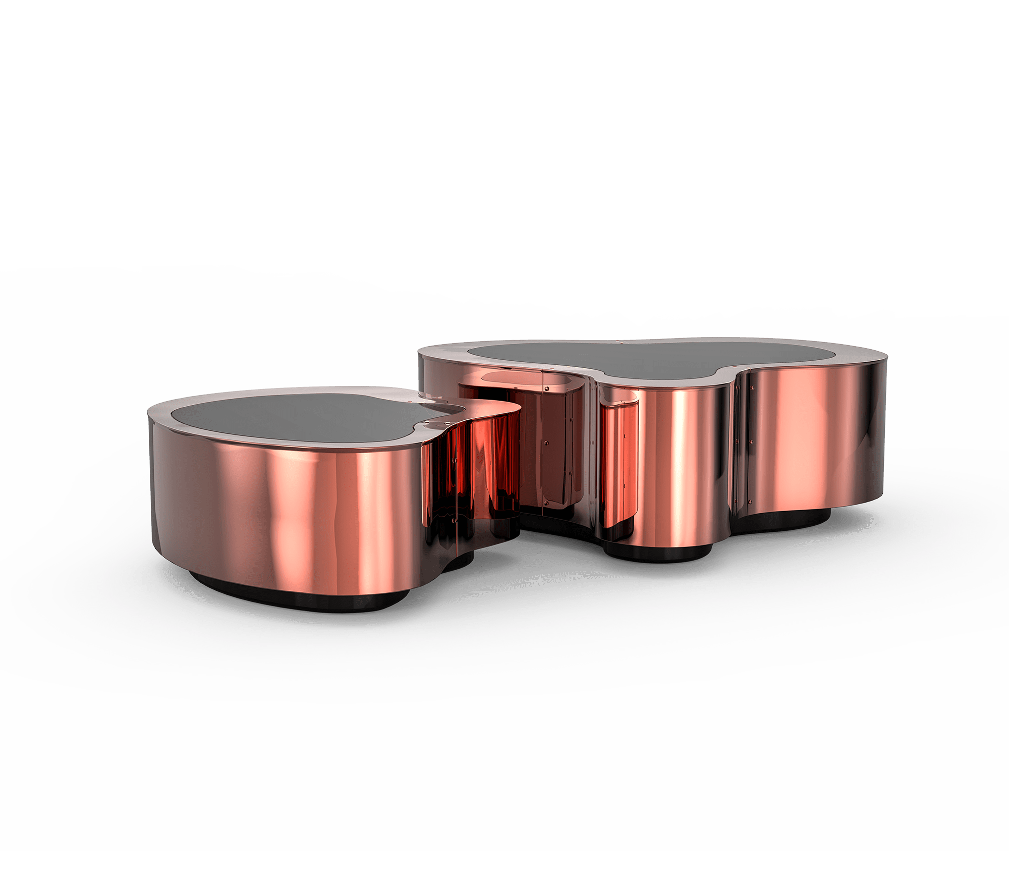 Polished Copper Coffee Table Set | Configuration: Big