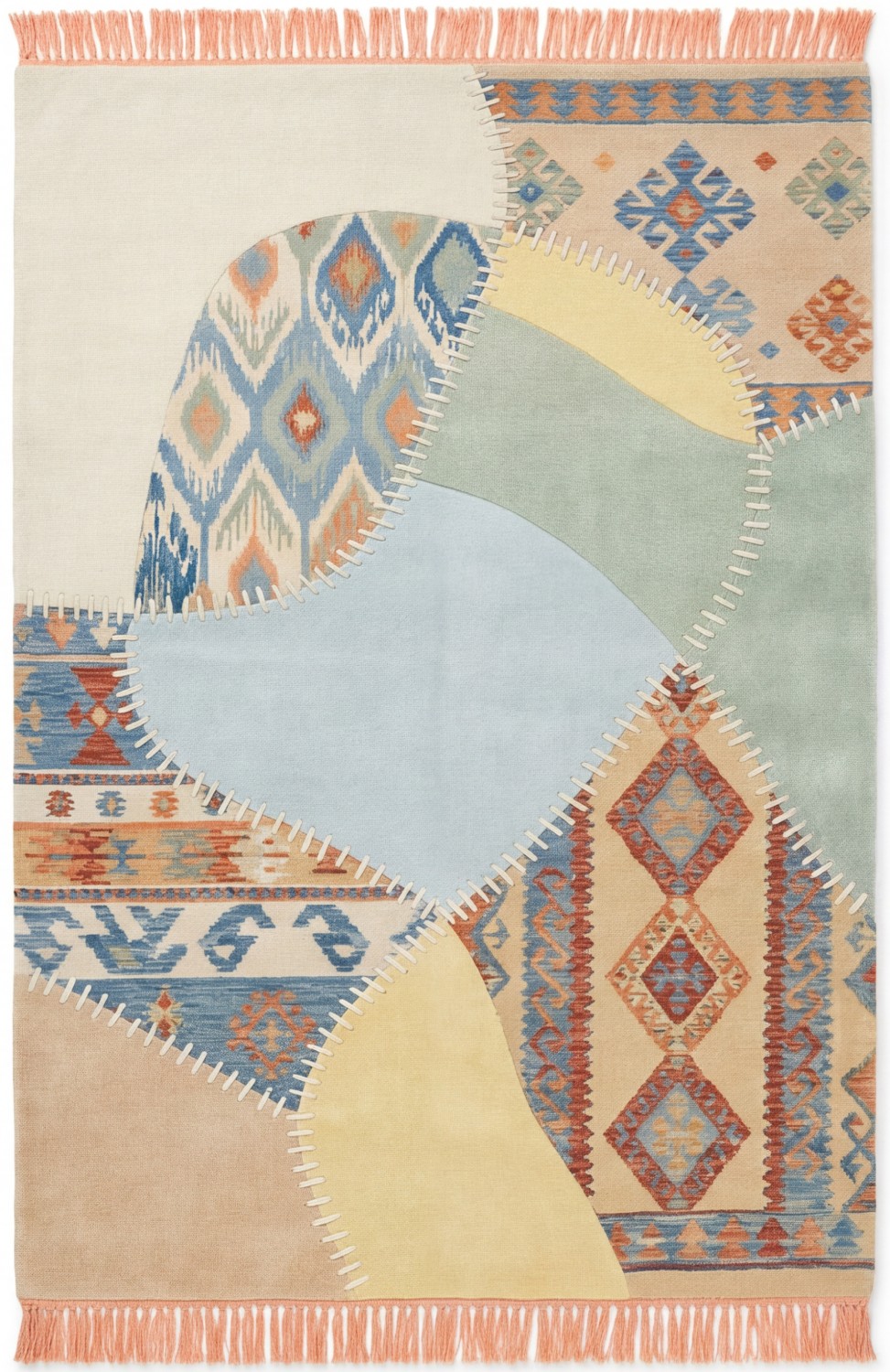 Patchwork Grid Blue Handwoven Rug