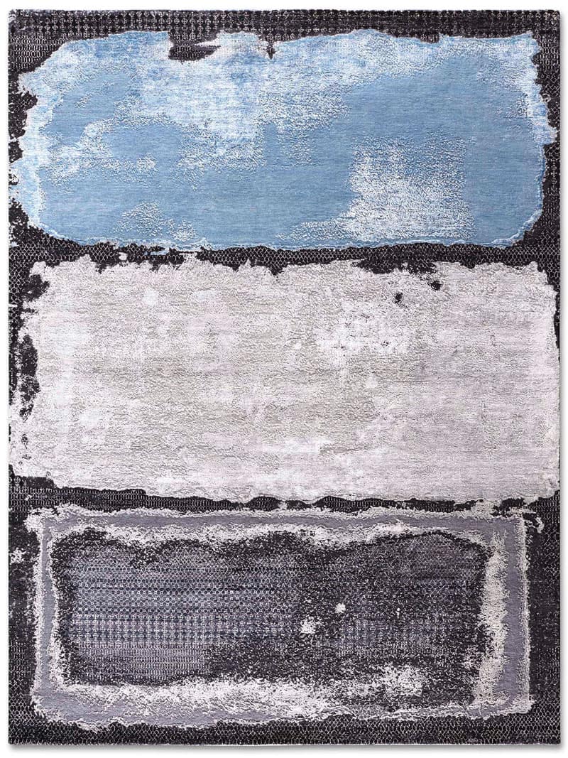 Light Blue Silver Hand-Woven Exquisite Rug ☞ Size: 365 x 457 cm