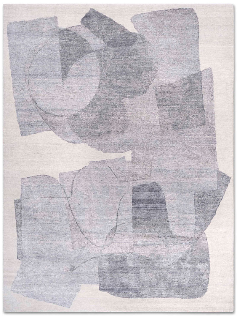 Snow Silver Hand-Knotted Silk / Wool Rug