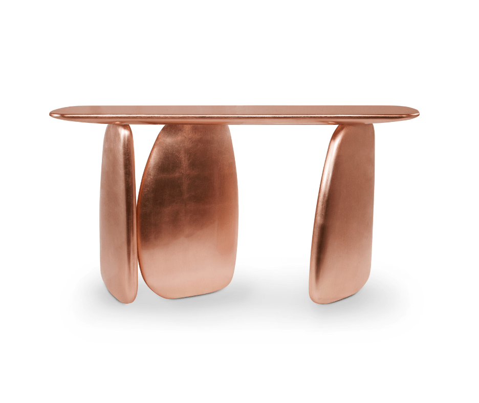Sculptural Copper Refined Console Table