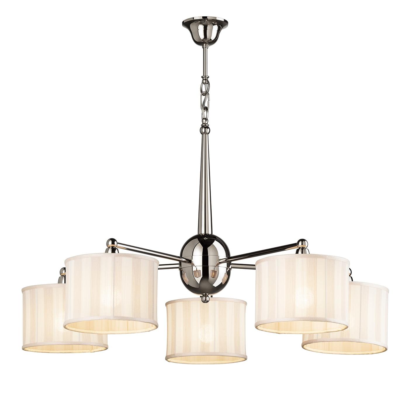 Contemporary Striped Fabric Shade Chandelier