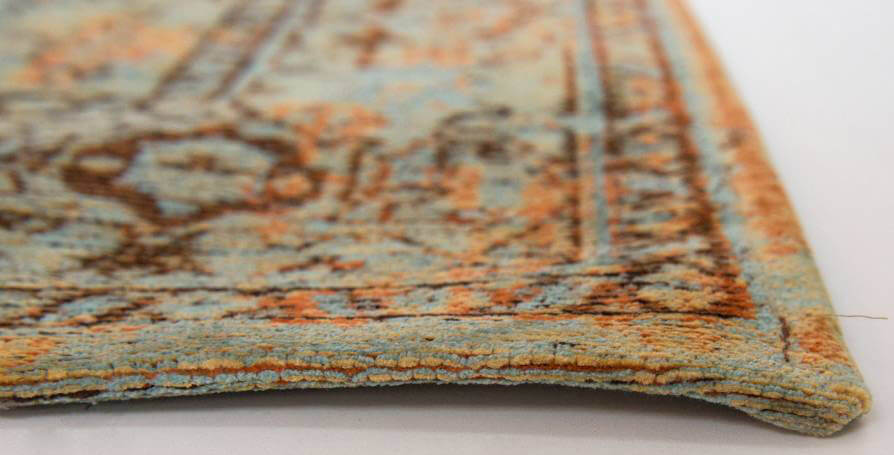 Blue Orange Bright Persian Vintage Rug ☞ Size: 230 x 330 cm