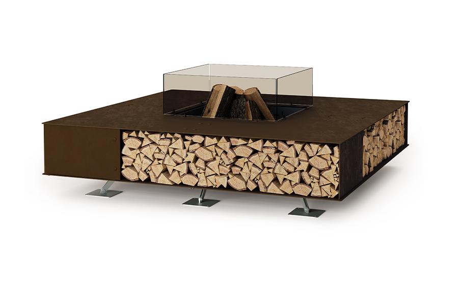 Elegant Outdoor Fire Pit | Finishing: Vintage Brown | Dimensions: 160 × 160 cm