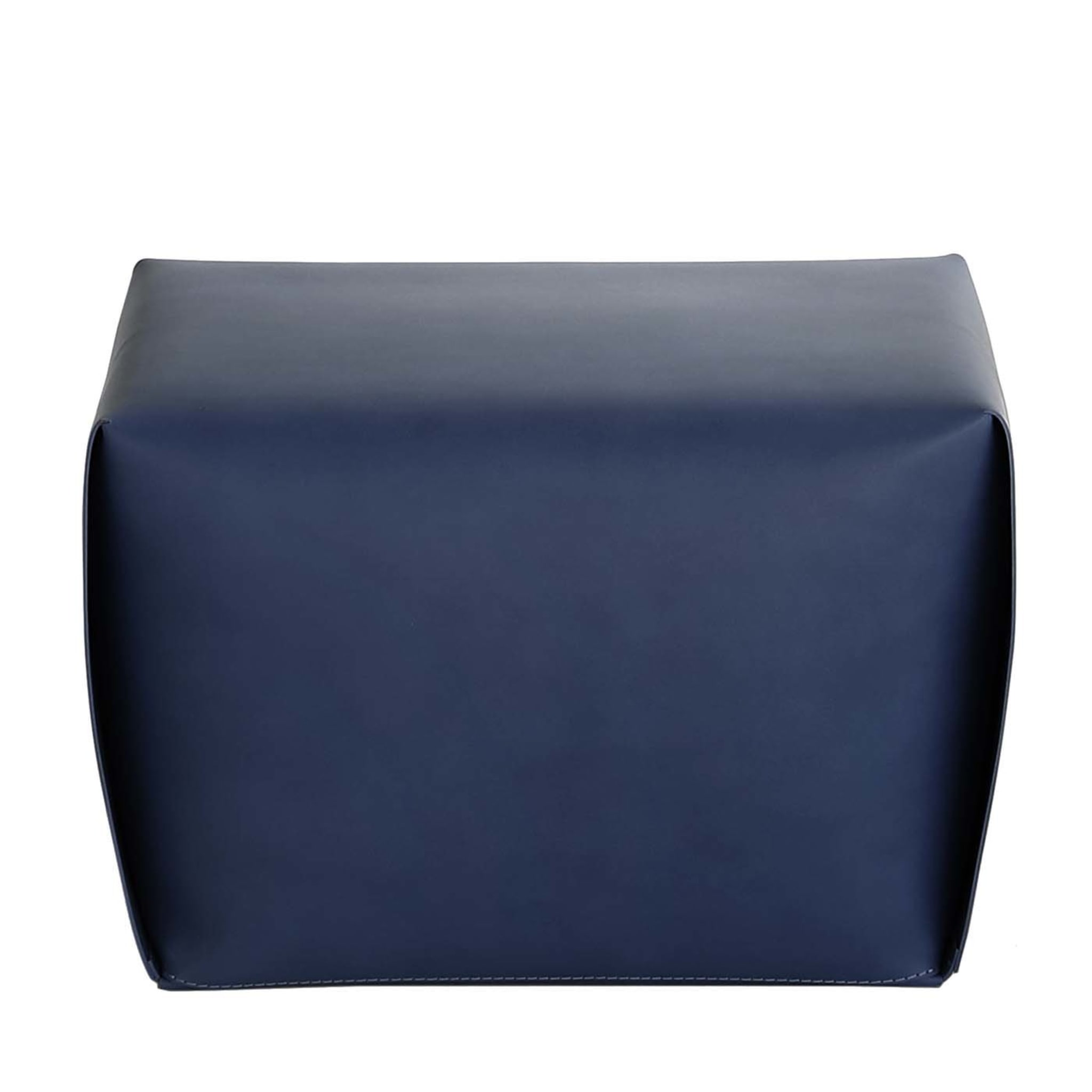 Big Bao Blue Leather Ottoman