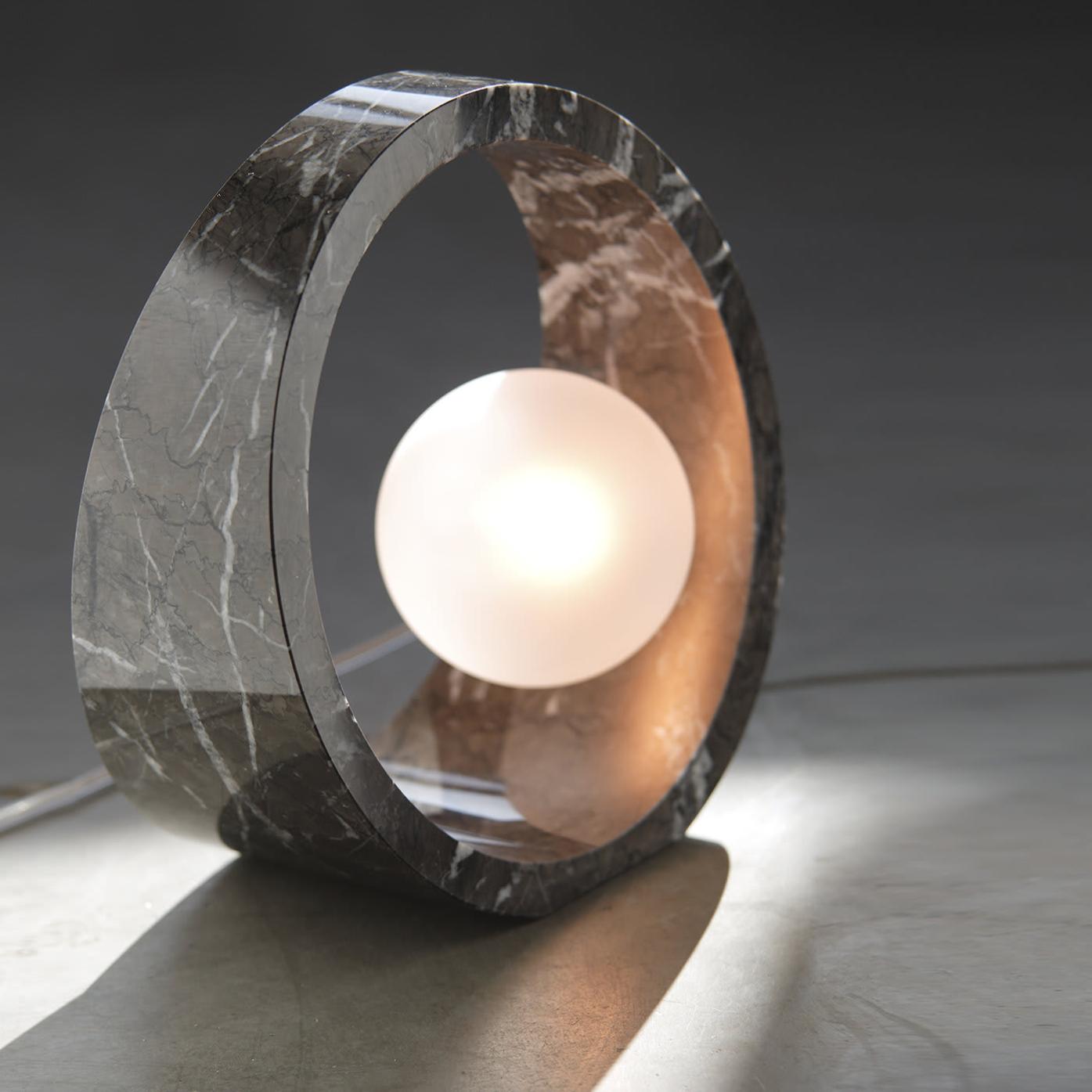 Black Carnico Marble Frosted Glass Table Lamp