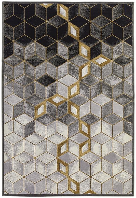 Gabriel Geometric Grey Jacquard Rug | Size: 160 x 235 cm