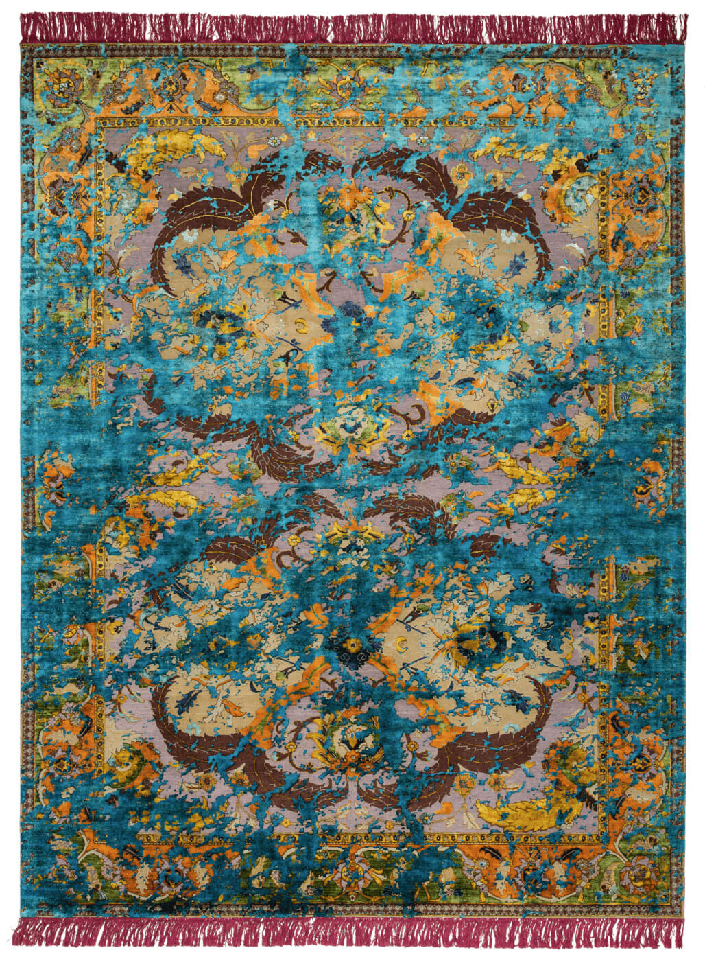 Oriental Blue Hand-woven Luxury Rug ☞ Size: 200 x 300 cm