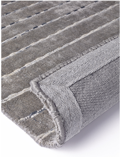 Striped Wool / Viscose Grey Rug