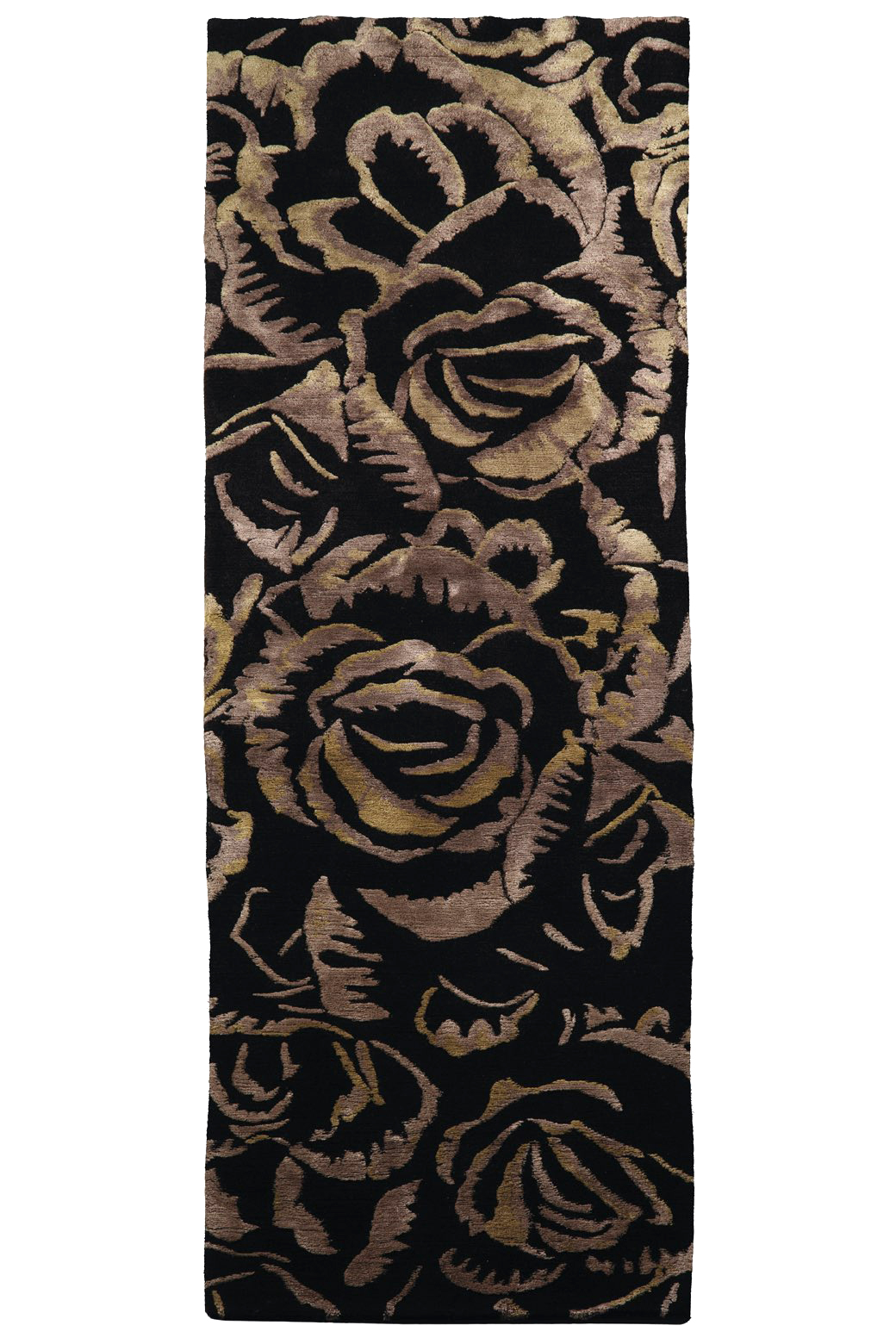 Dark Flower Designer Wool / Silk Rug