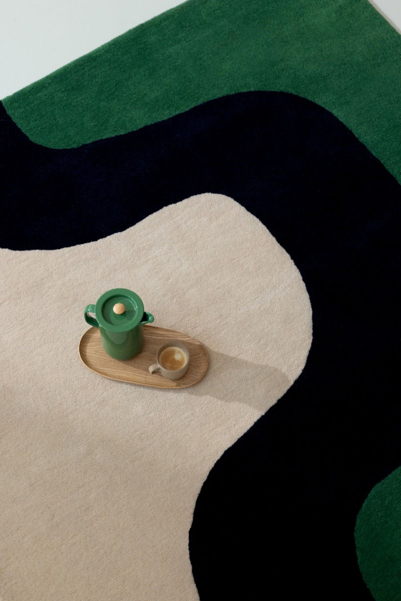 Seireeni Beige/Black/Green Handwoven Rug