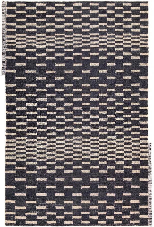 Oscillation Black & White Jute Flatwoven Luxury Rug