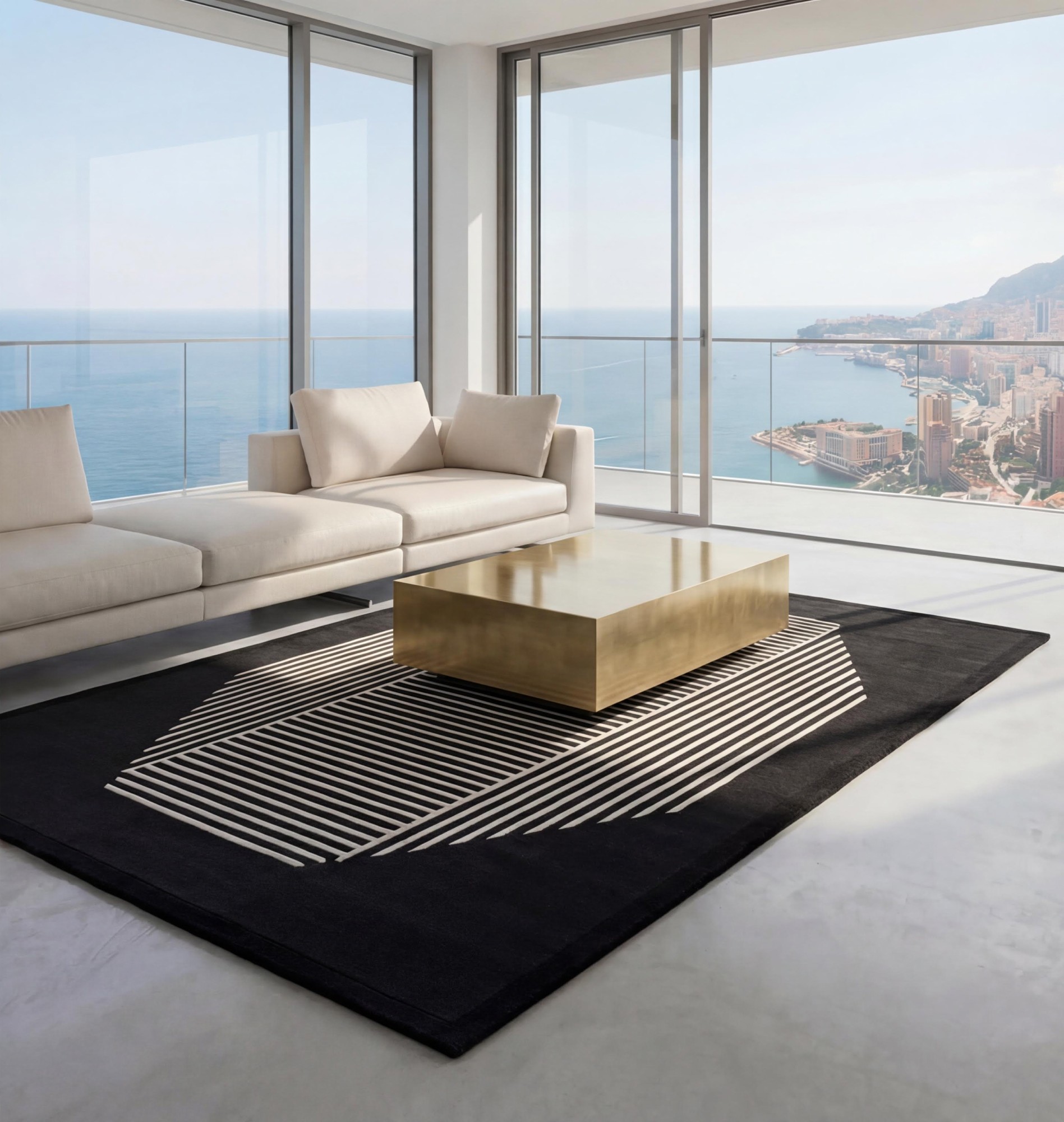 Octagon Lines Dark Handmade Rug