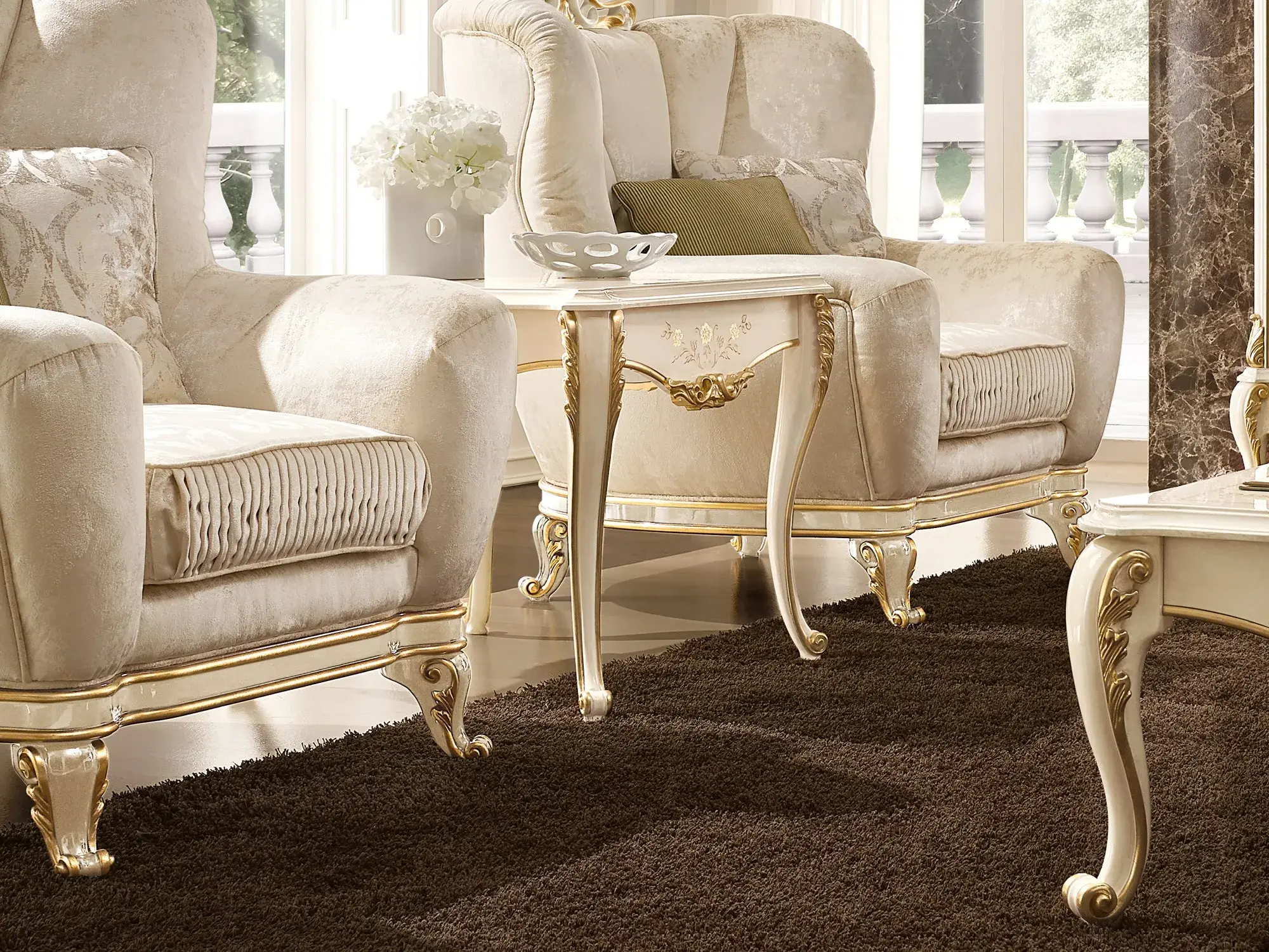 Ivory & Gold Italian Side Table
