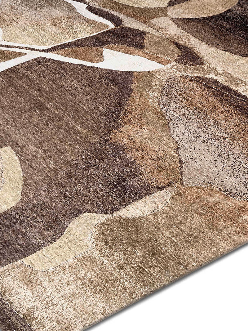 Chocolate Hand-Knotted Silk / Wool Rug