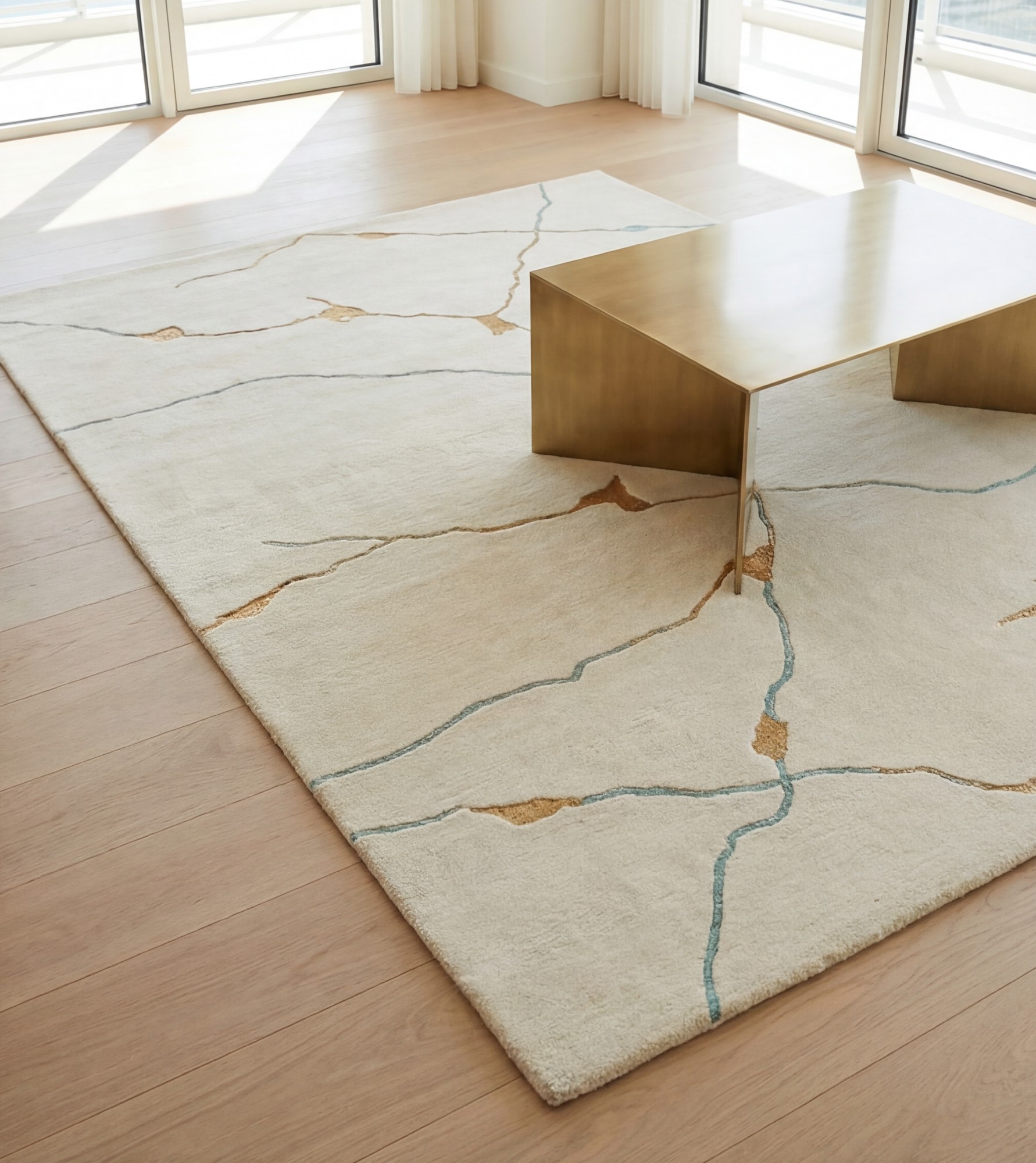 Golden Veins Ivory Artisan Rug