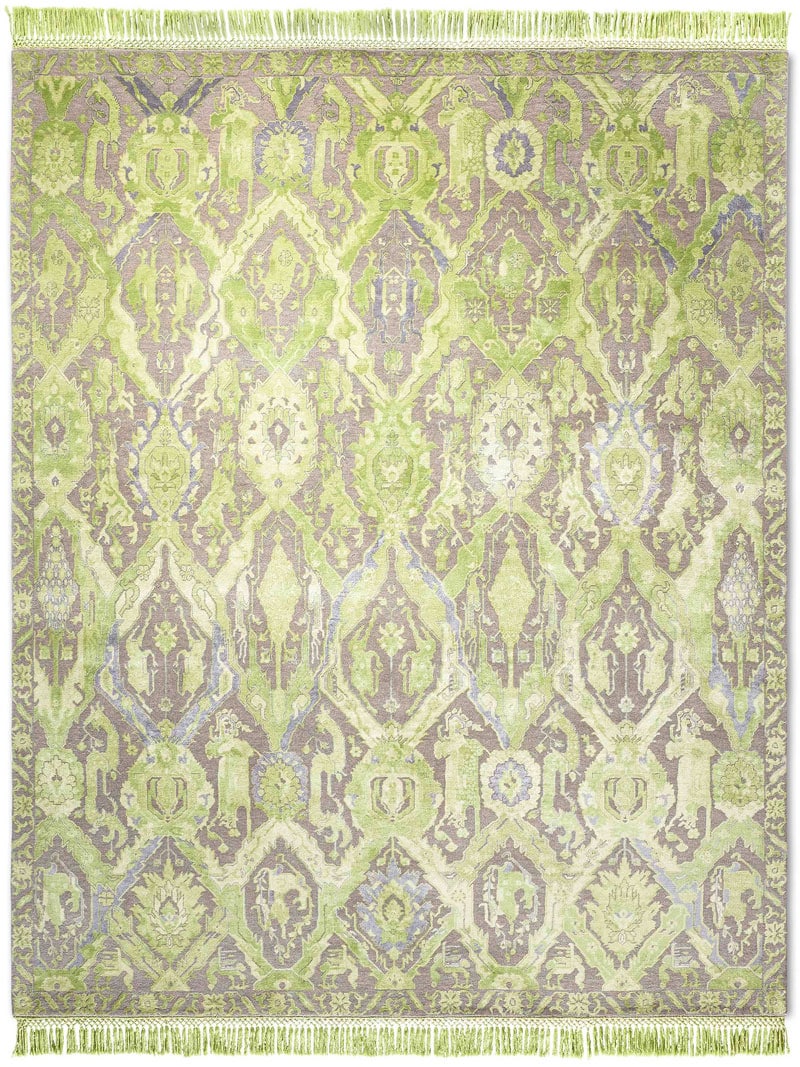 KavaBagh Green Wool & Silk Rug