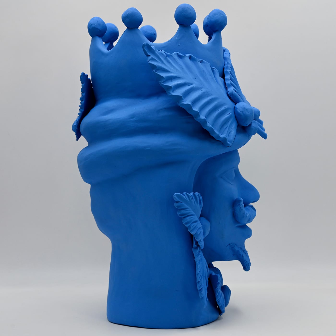 Handcrafted Moor's Head Blue Sculpture Italian Design