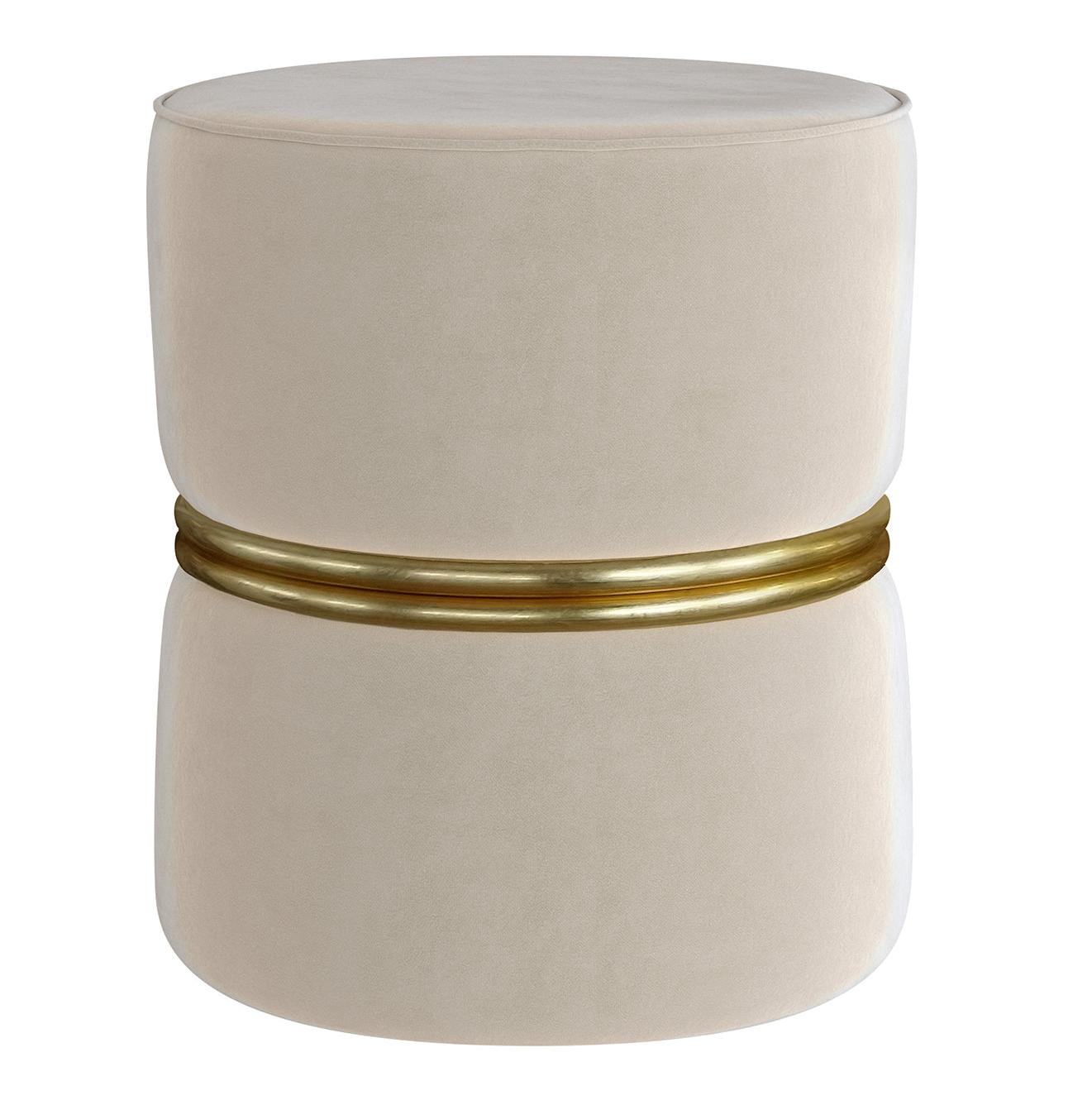 Marshmallow Ivory and Gold Italian Pouf