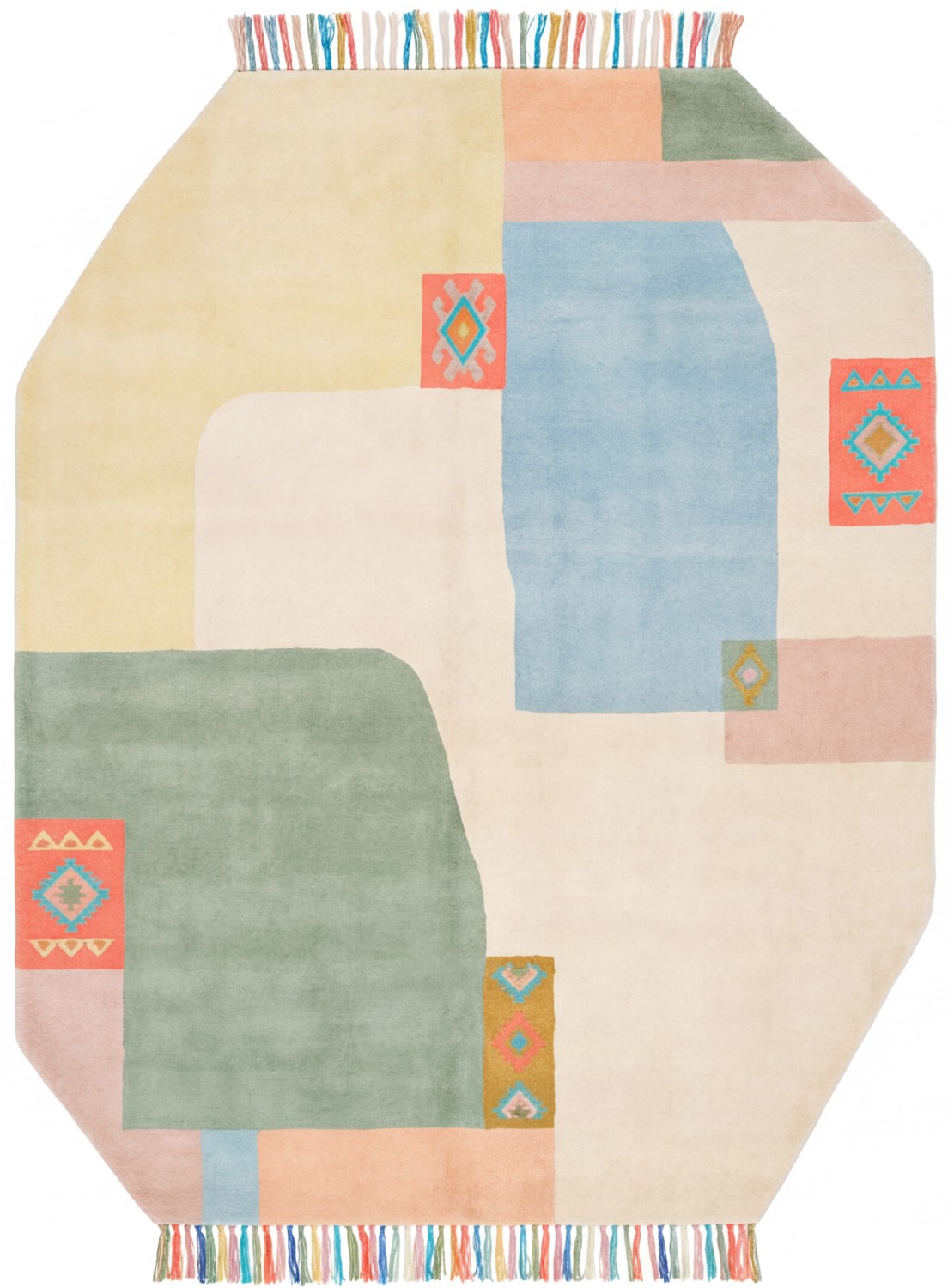 Rounded Blocks Light Handwoven Rug