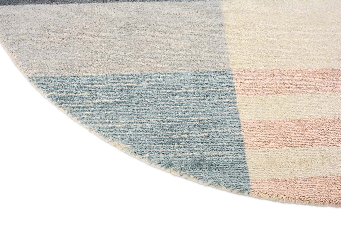 Straight Lines Handwoven NZ Wool Circle Rug
