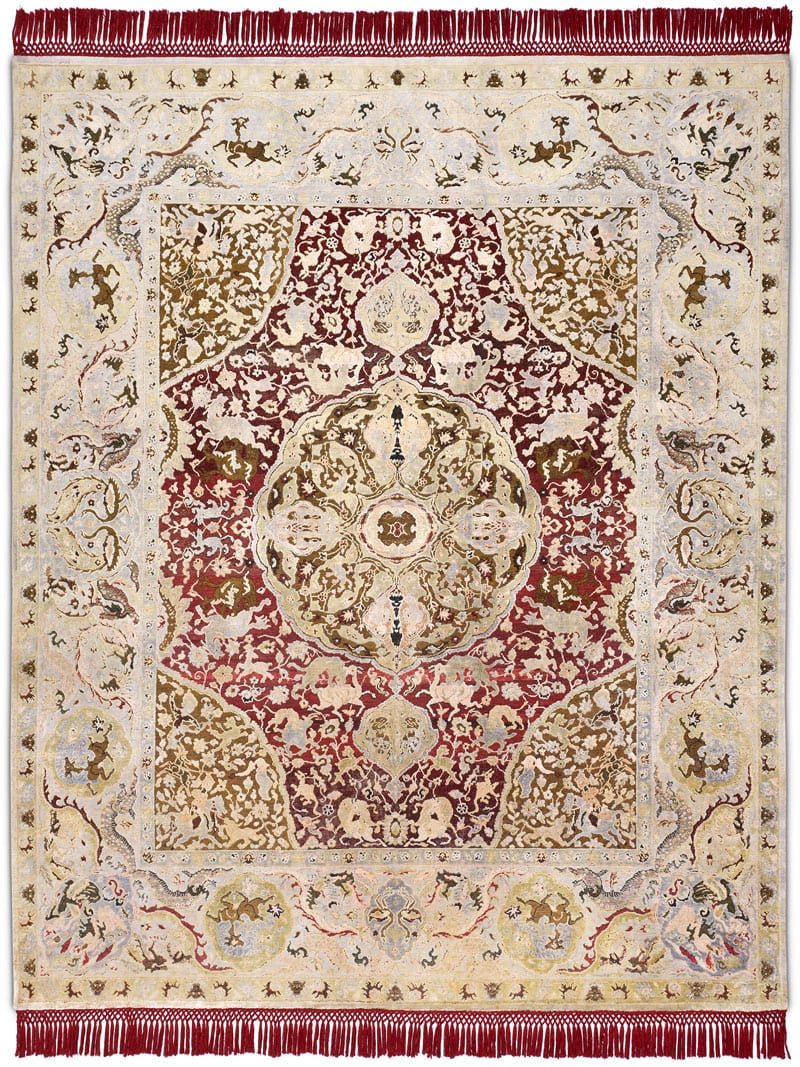 Gold Hand-Knotted Silk / Wool Rug