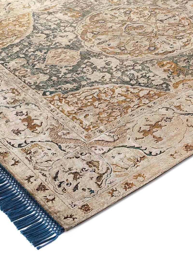 Gold Hand-Knotted Silk / Wool Rug
