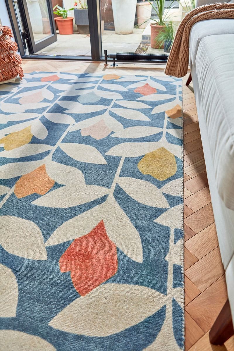 Stem Blue Handwoven NZ Wool Rug