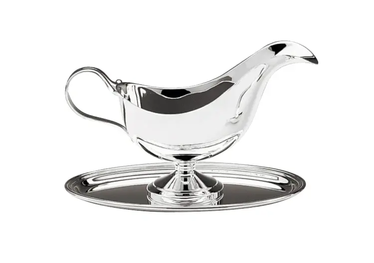 Silver-Plated English Sauce Boat With Tray