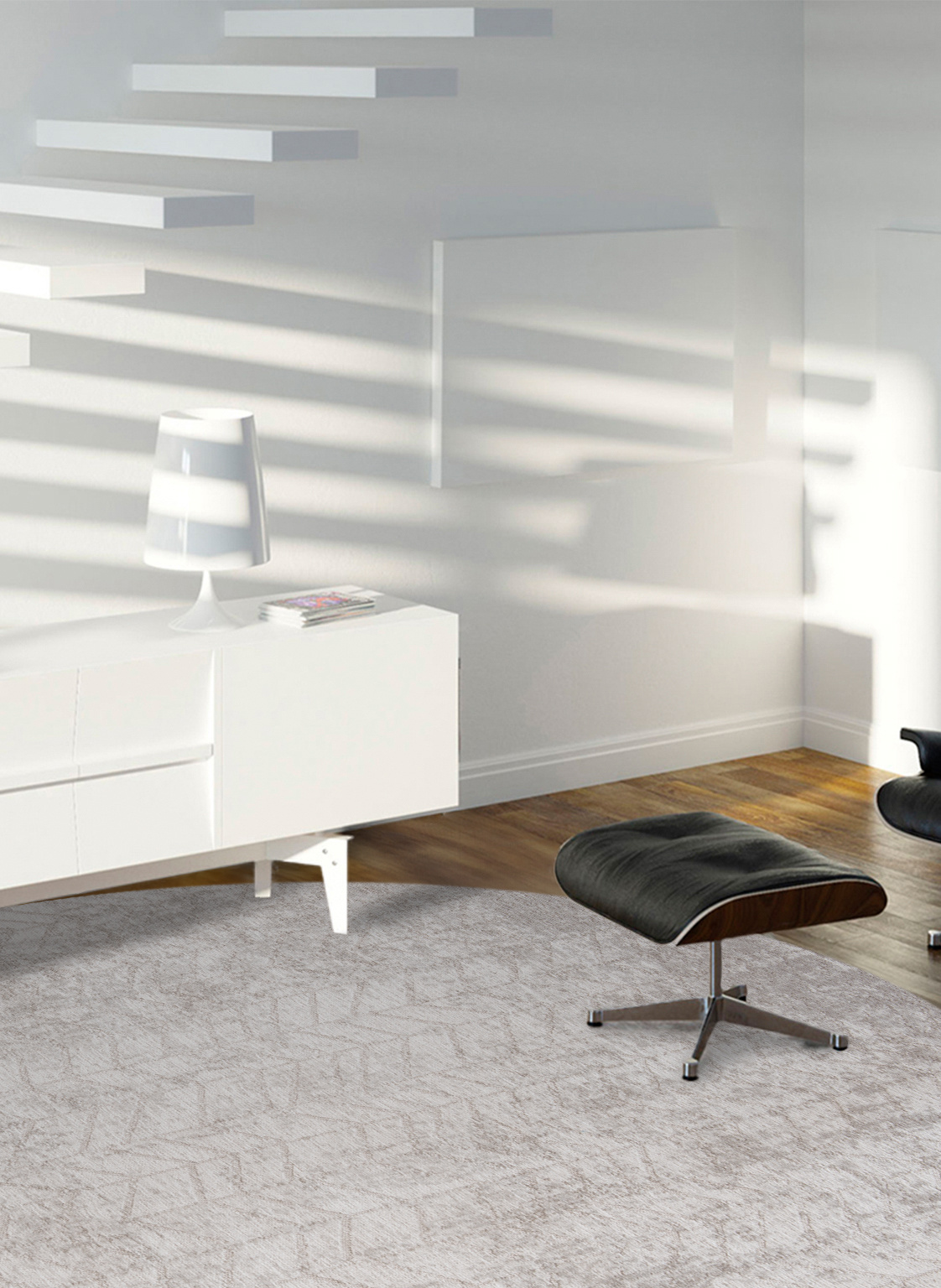 White Textured Round Rug | Size: Ø 140 cm