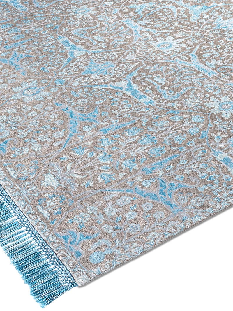 Teheran Blue Hand-Knotted Wool / Silk Rug