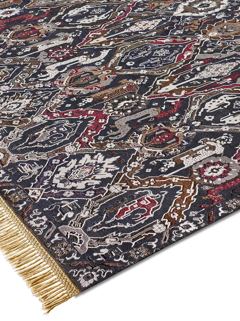 KavaBagh Black Wool & Silk Rug