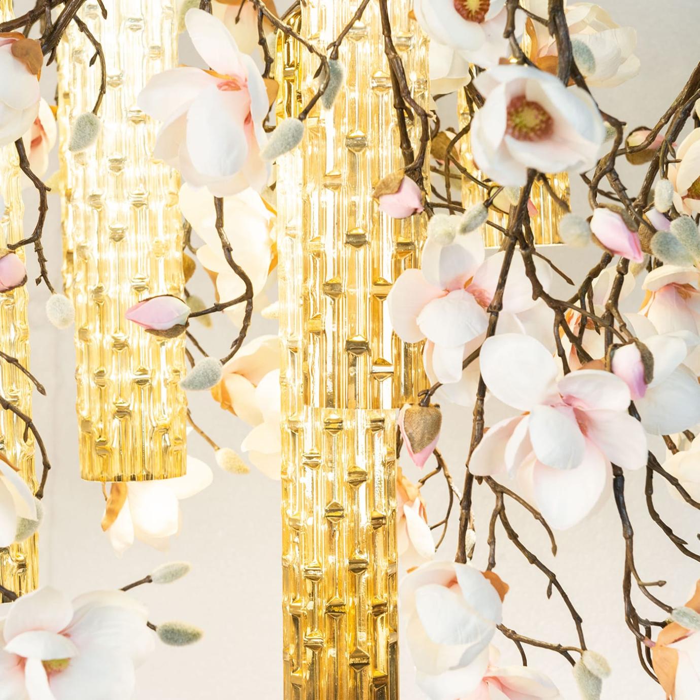 Magnolia White and Gold Chandelier