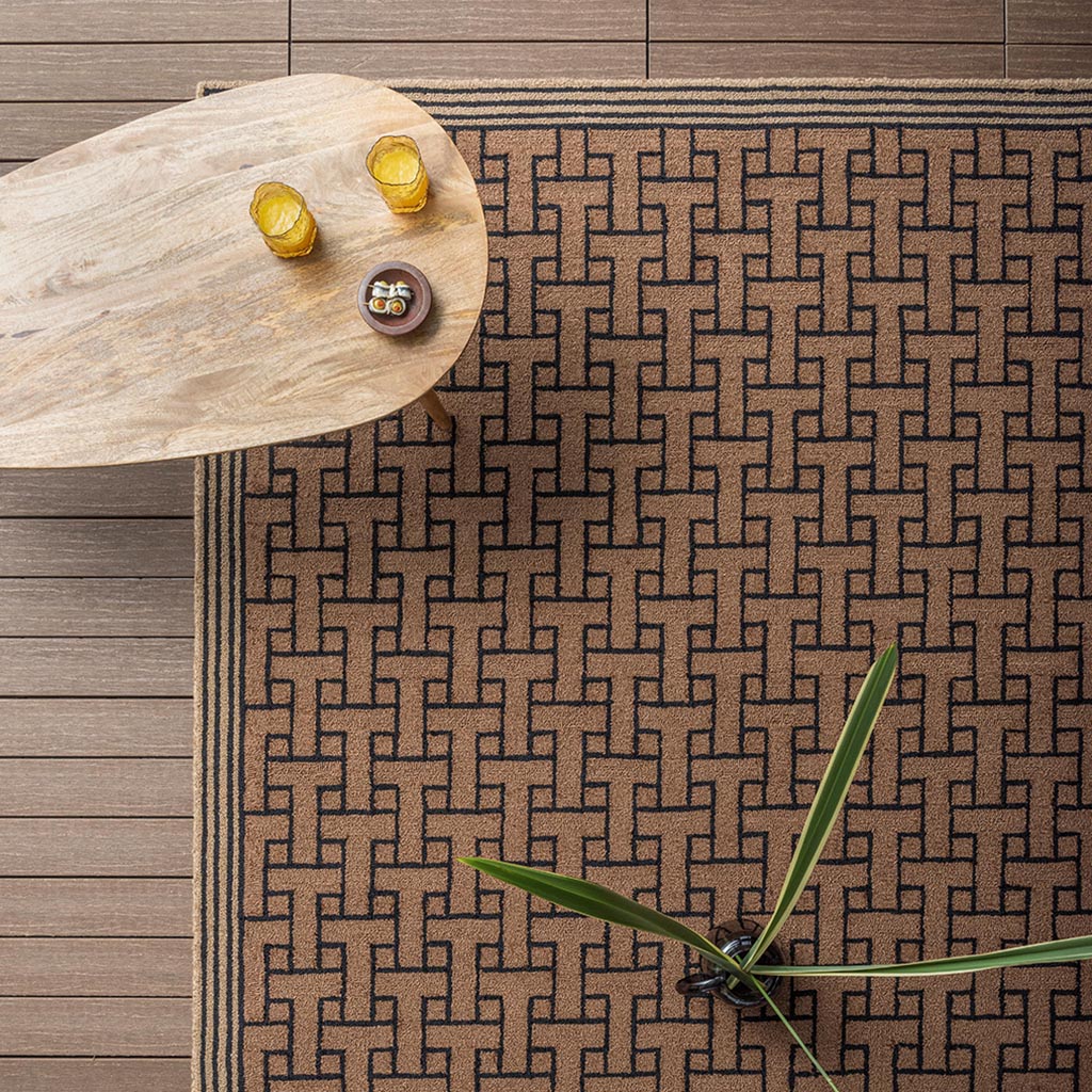 Monogram Brown Rug For Outdoor Use