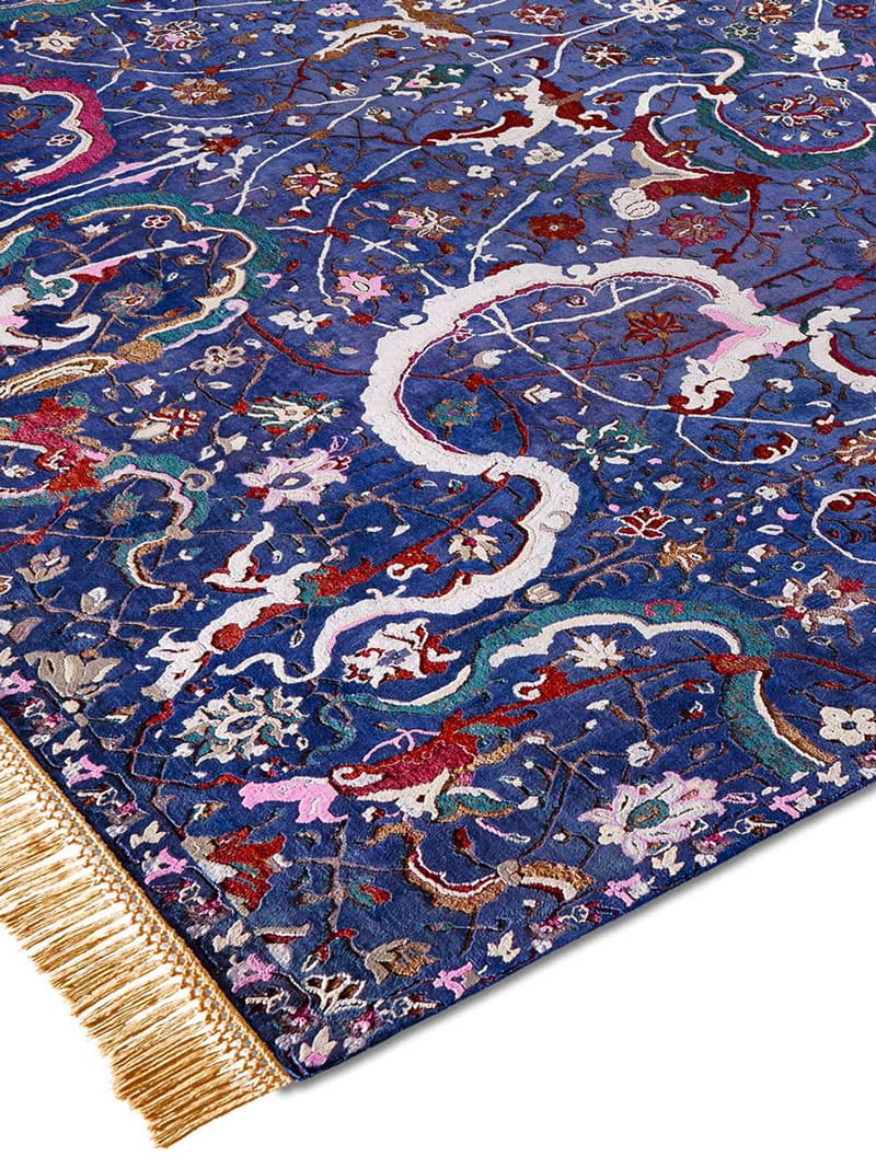 Tabriz Navy Blue Hand-Knotted Wool / Silk Rug | Size: 300 x 400 cm