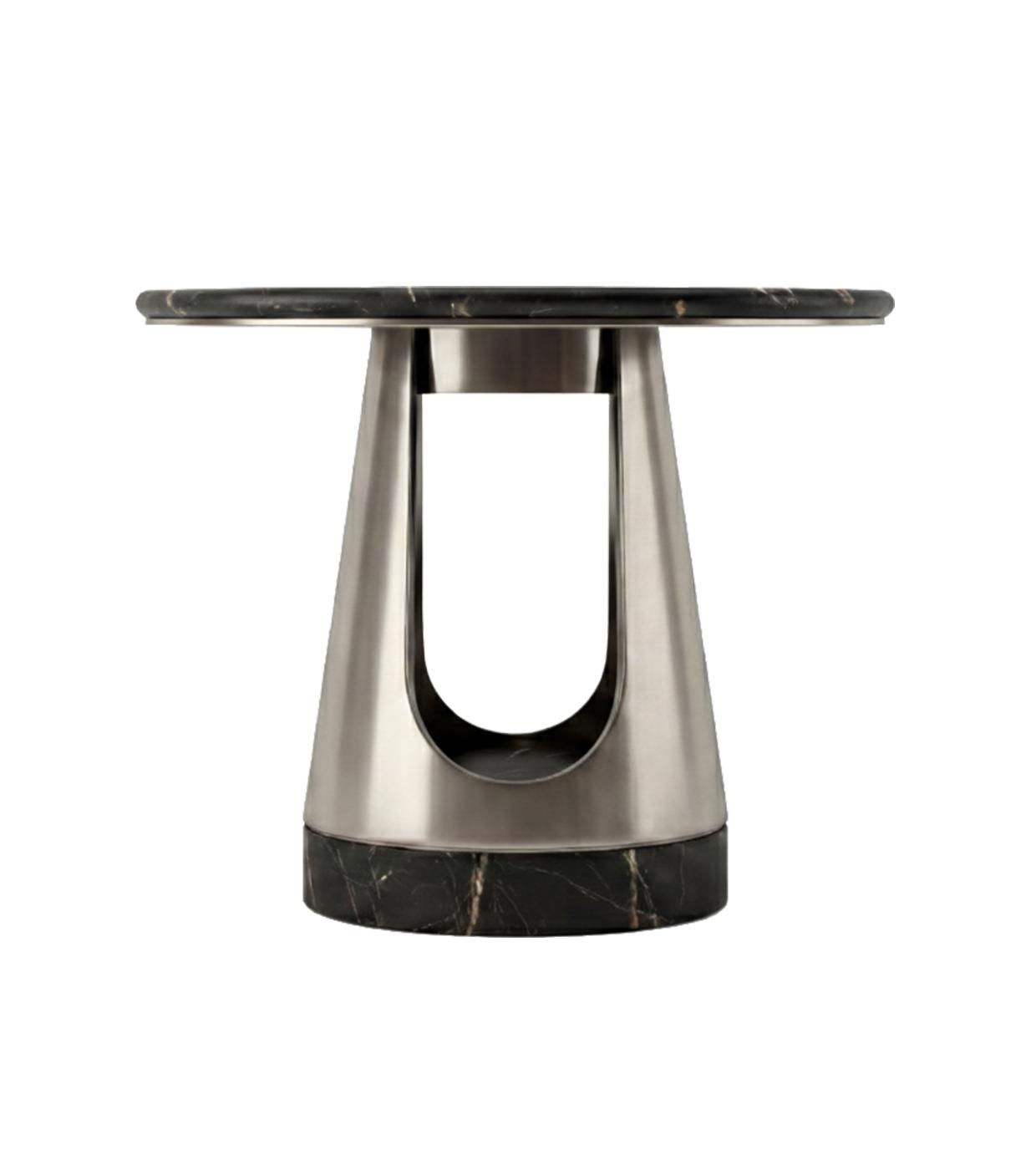 Aura Round Coffee Table with Dark Stone Top