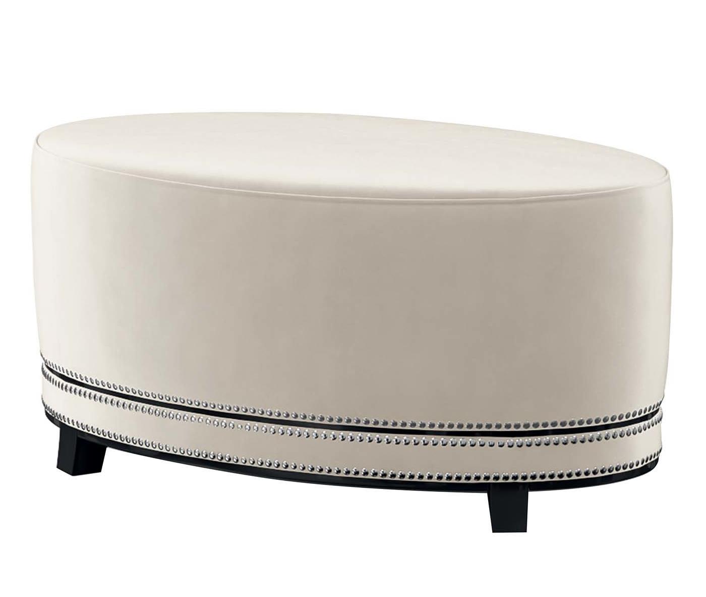 Oscar Ivory Round Artisan Pouf