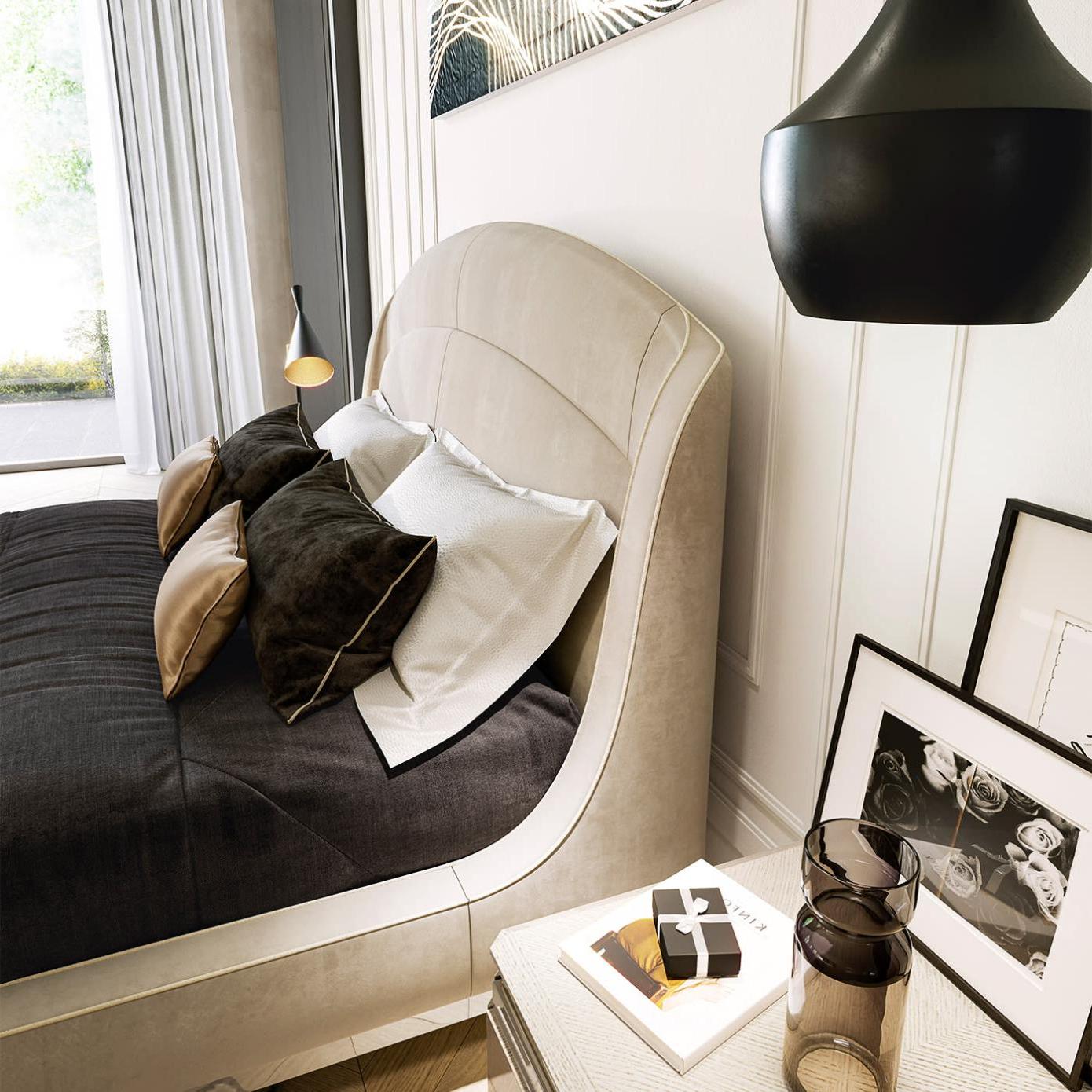 Contemporary Beige Luxury Bed