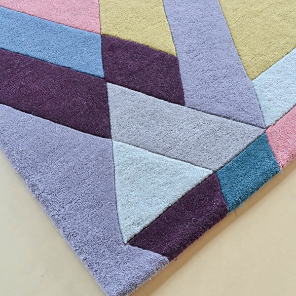 Hand Woven Geometric Light-Purple Rug | Size: 170 x 240 cm