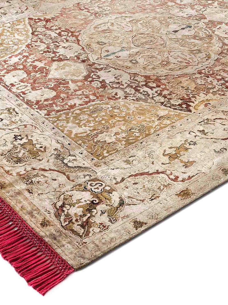 Gold Hand-Knotted Silk / Wool Rug