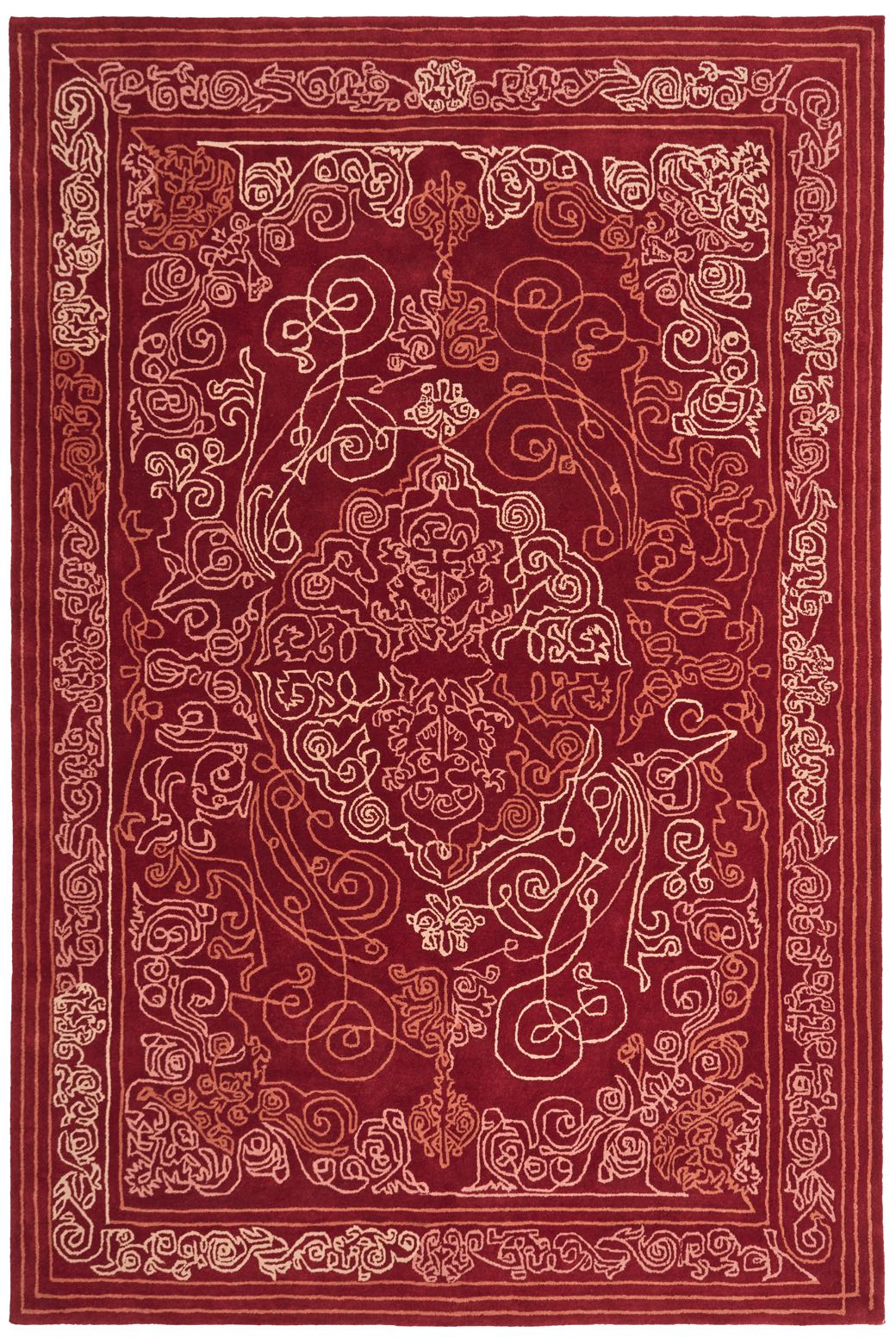One-Stroke Red Wool Rug