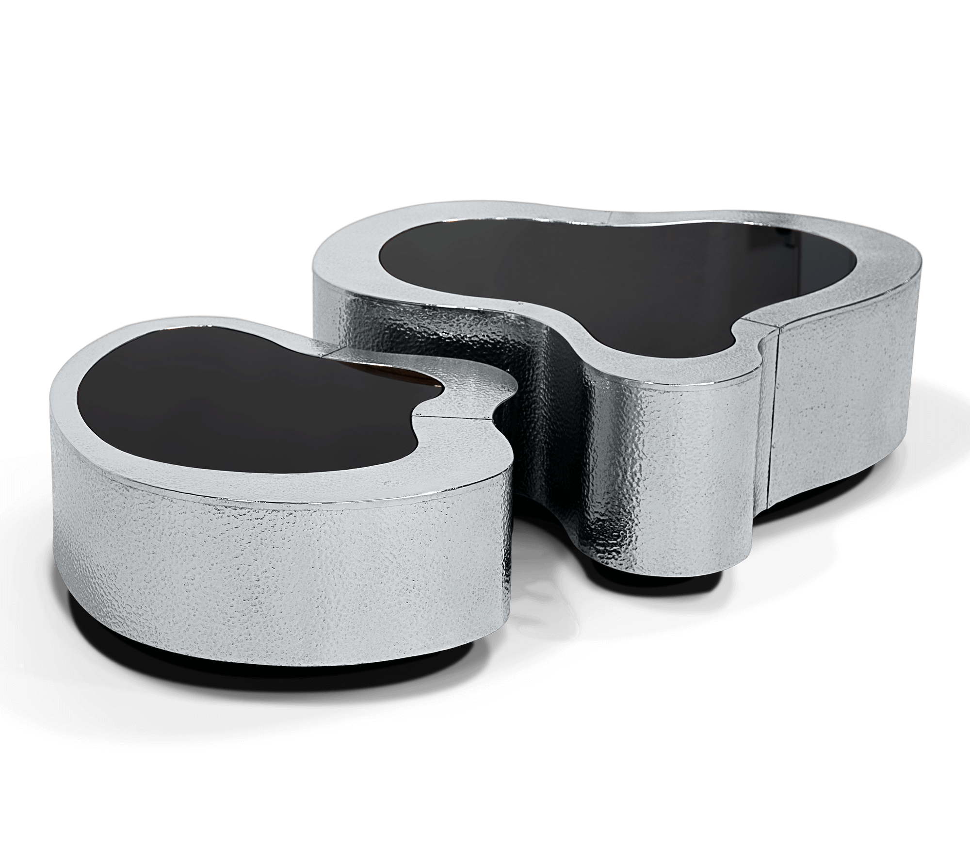 Hammered Stainless Steel Coffee Table Set