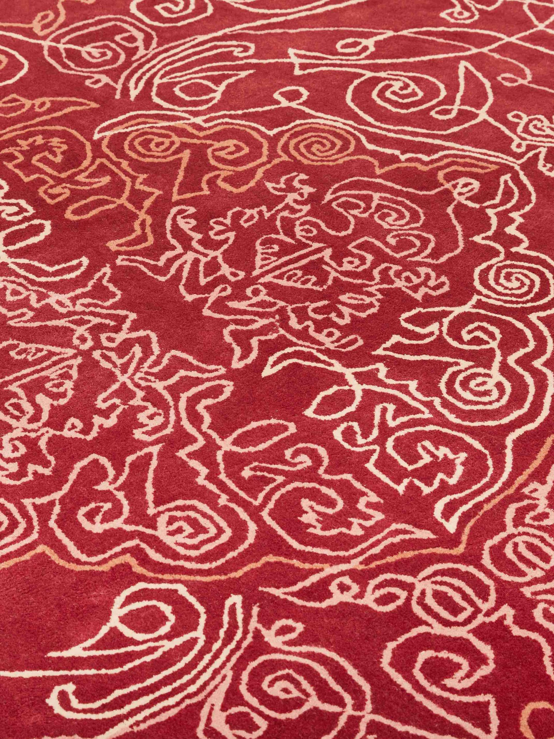 One-Stroke Red Wool Rug