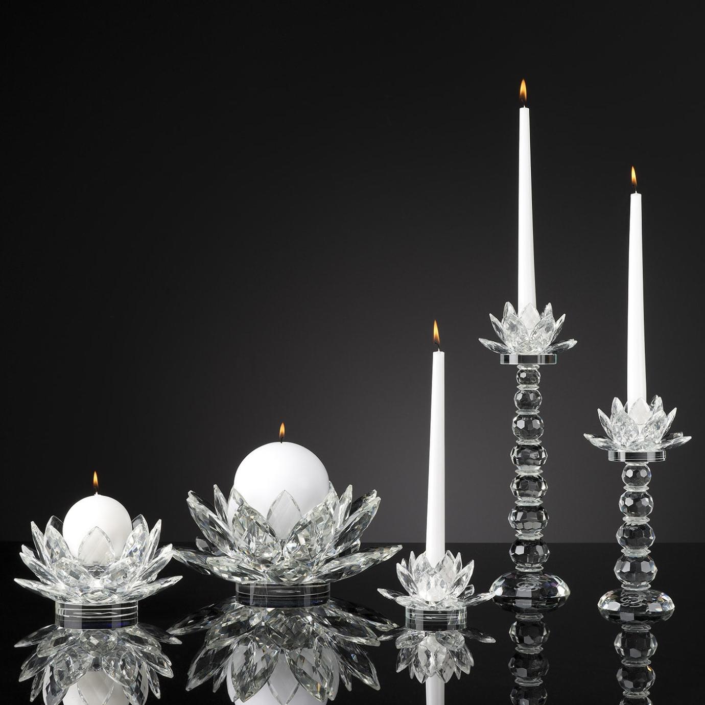 Lotus Handcut Crystal Candle Holder