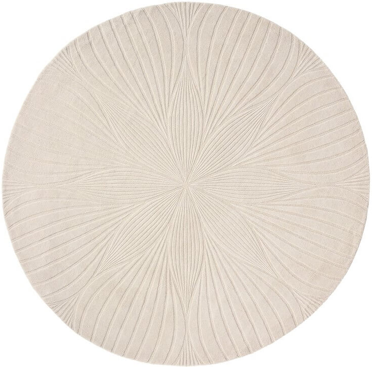 Beige Wool Round Hand Made Rug | Size: Ø 200 cm
