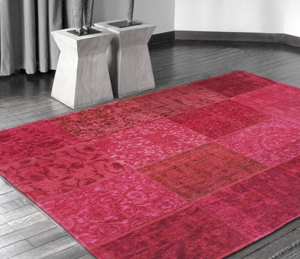 Patchwork Rug Multi Pink ☞ Size: 140 x 200 cm