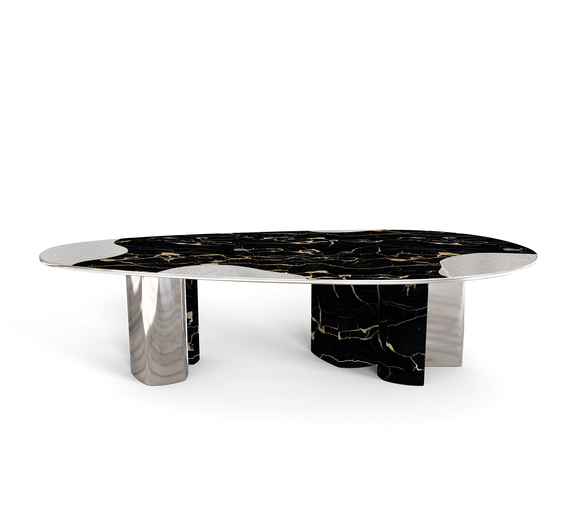 Marble & Silver Luxe Dining Table