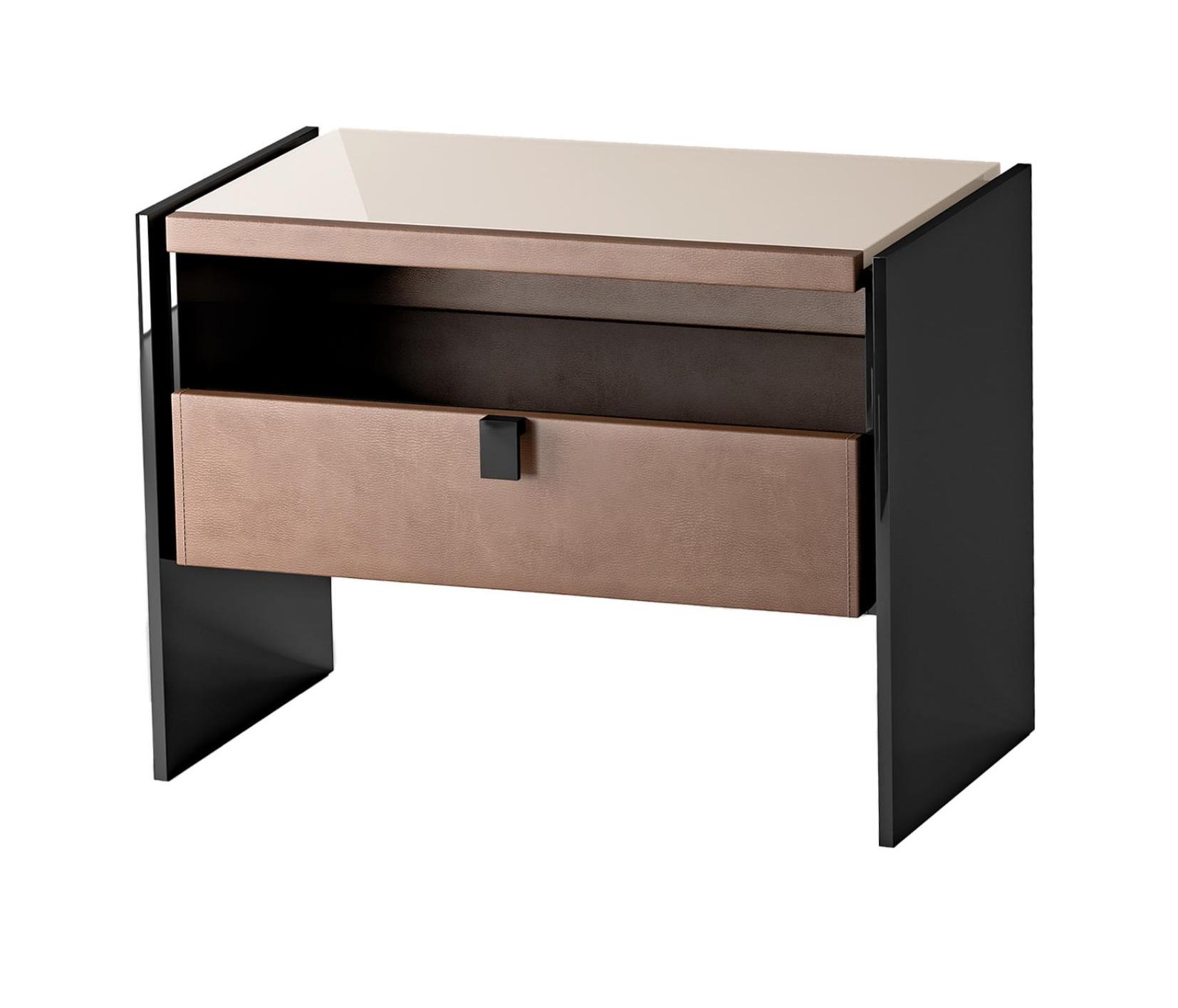 Designer Nightstand with Leather Fronts