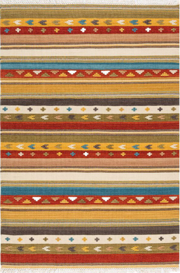 Wool Flat Weave Kilim Stripes Multi Color Rug